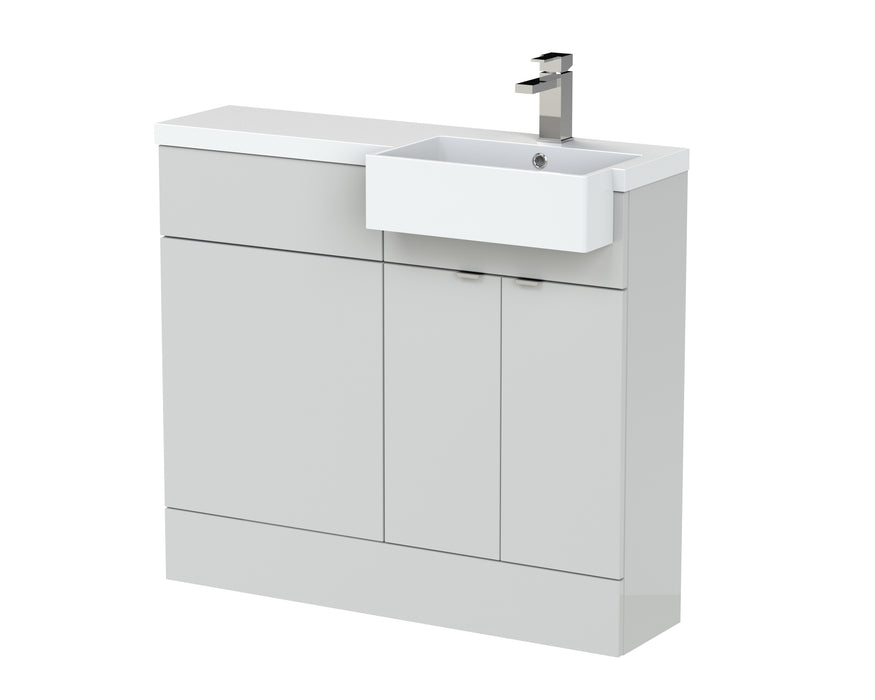 1000mm Combination Unit & Right Hand Semi Recessed Basin Hudson Reed