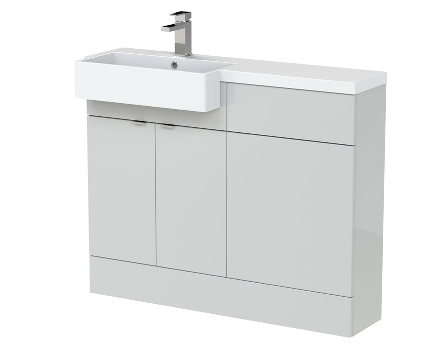 1100mm Combination Unit & Left Hand Semi Recessed Basin Hudson Reed