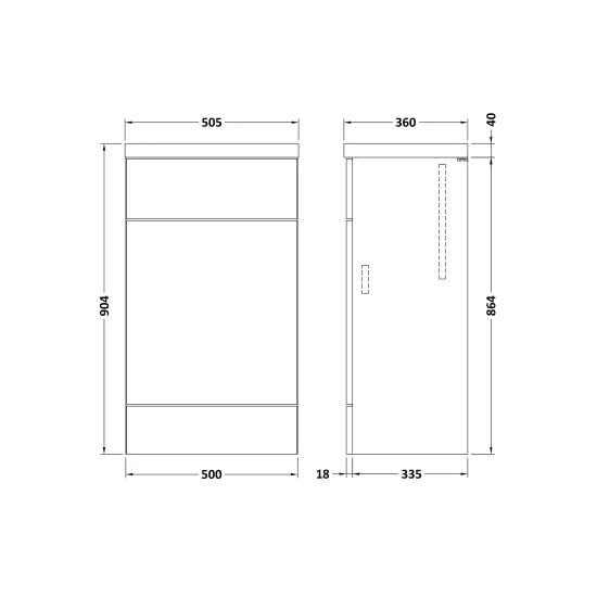 Fusion Floor Standing WC Unit & Top 500mm