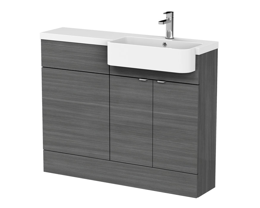 1100mm Combination Unit & Right Hand Semi Recessed Basin Hudson Reed