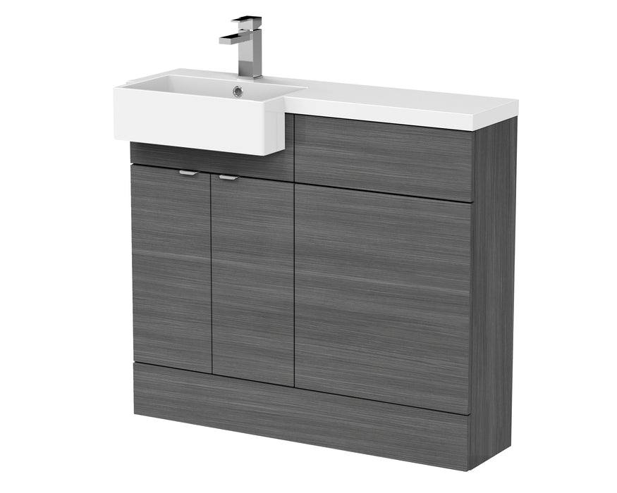 1000mm Combination Unit & Left Hand Semi Recessed Basin Hudson Reed