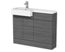 1100mm Combination Unit & Left Hand Semi Recessed Basin Hudson Reed