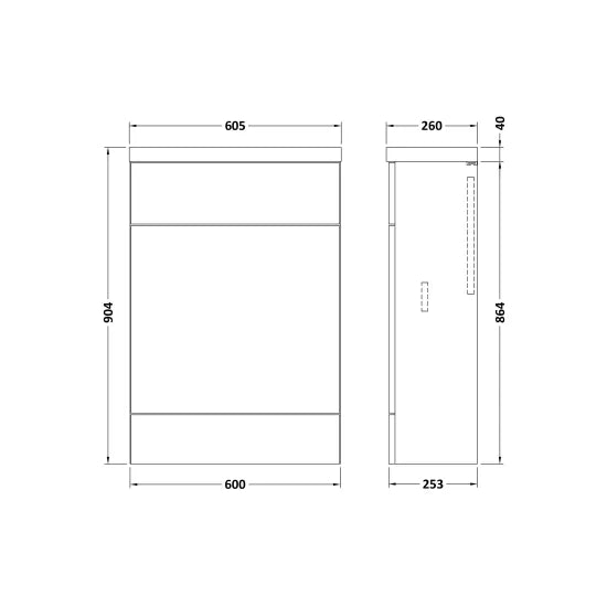 Fusion Floor Standing WC Unit with Polymarble Top Compact 600mm