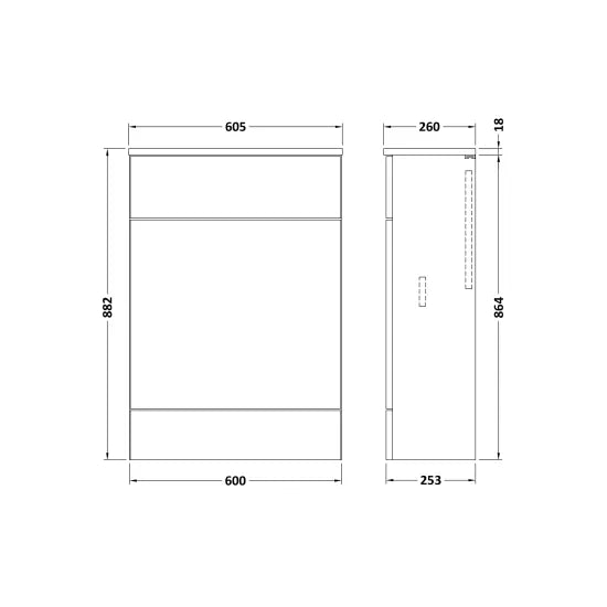 Fusion Floor Standing WC Unit with Coordinating Top Compact 600mm