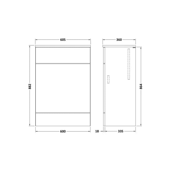 Fusion Floor Standing WC Unit with Coordinating Top 600mm