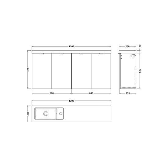 Fusion Wall Hung 1200mm Vanity Unit or Basin Compact