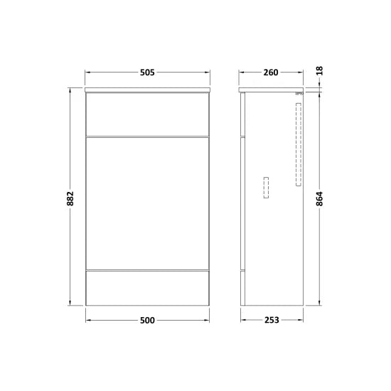 Fusion Floor Standing WC Unit with Coordinating Top Compact 500mm