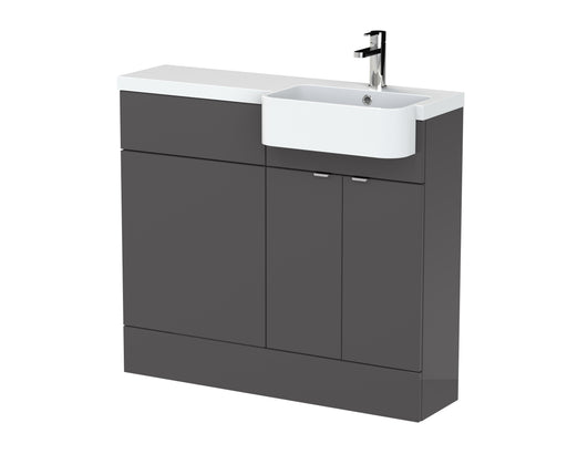 1000mm Combination Unit & Right Hand Semi Recessed Basin Hudson Reed