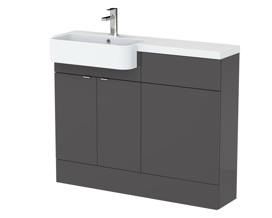 1100mm Combination Unit & Left Hand Semi Recessed Basin Hudson Reed