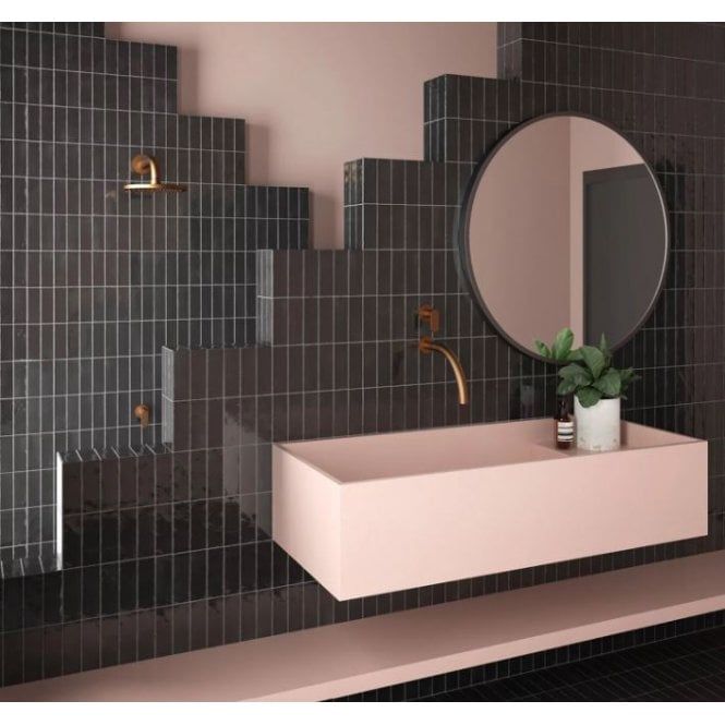 Coco Black Hat Wall Tile in the bathroom 