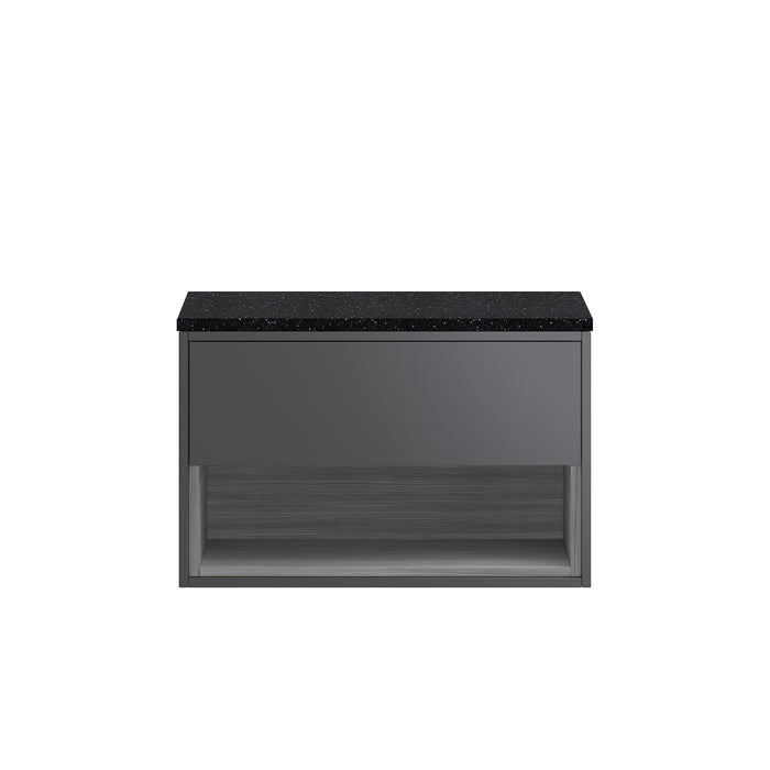Wall Hung 800mm Cabinet & Sparkling Black Worktop Hudson Reed
