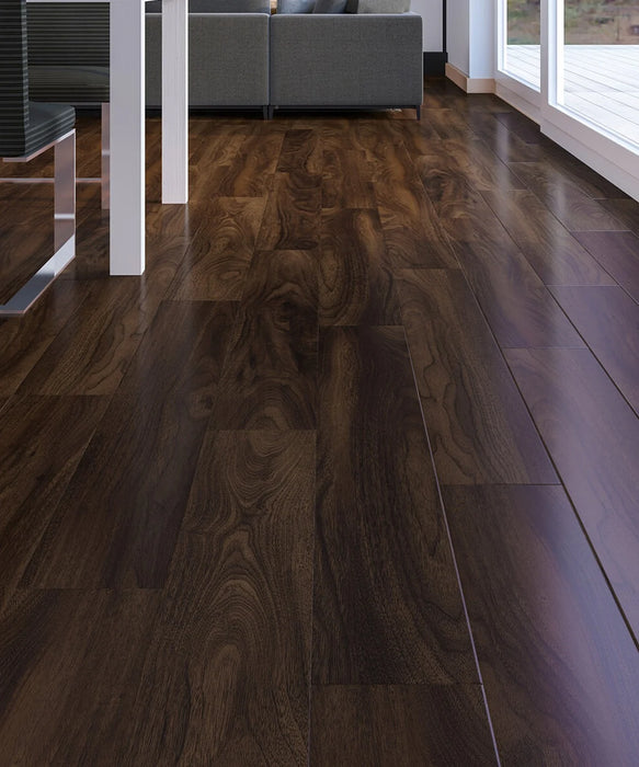 Heddal High Gloss Walnut Water Resistant Laminate Flooring