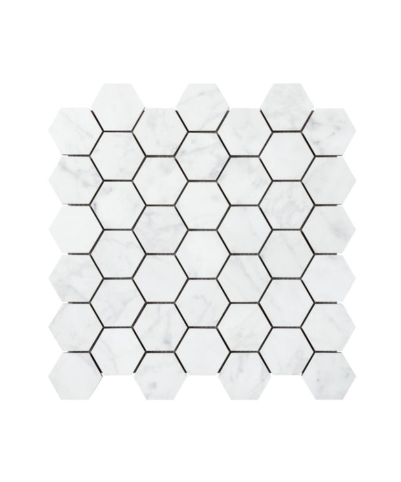 Novene™ Carrara Hexagon Mosaic Tile