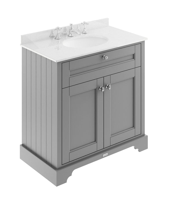 800mm Cabinet & Marble Top (3TH) Hudson Reed