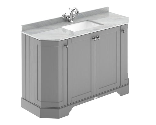 1200mm 4-Door Angled Unit & Marble Top 1TH Hudson Reed