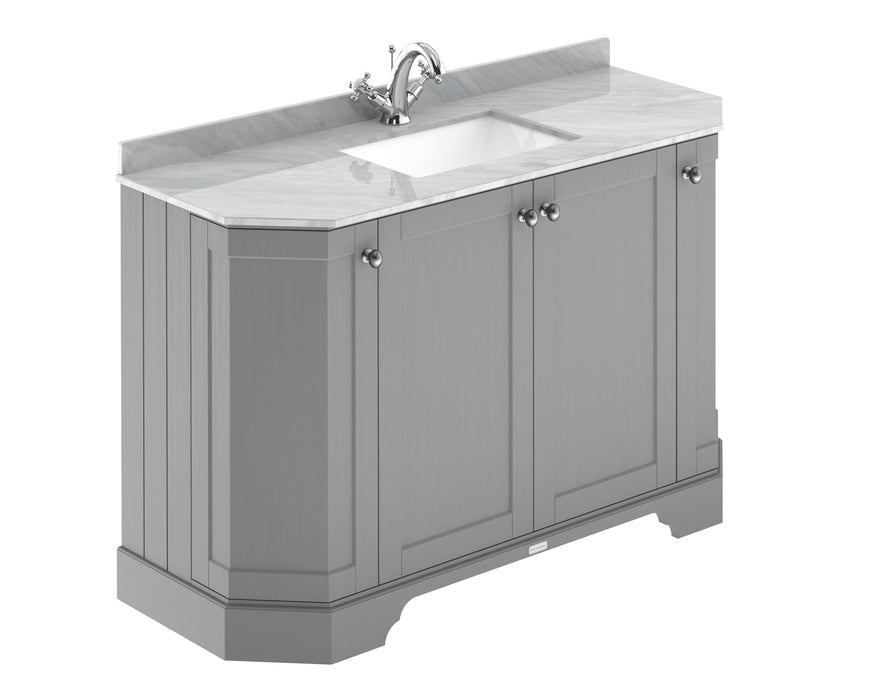 1200mm 4-Door Angled Unit & Marble Top 1TH Hudson Reed