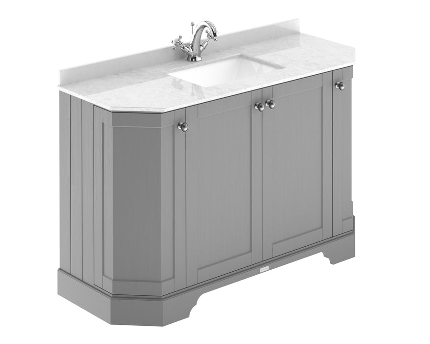 1200mm 4-Door Angled Unit & Marble Top 1TH Hudson Reed