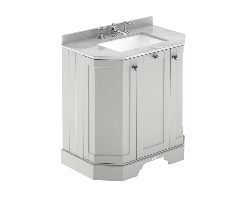 750mm 3-Door Angled Unit & Marble Top 3TH Hudson Reed