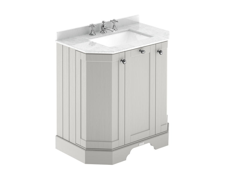 750mm 3-Door Angled Unit & Marble Top 3TH Hudson Reed