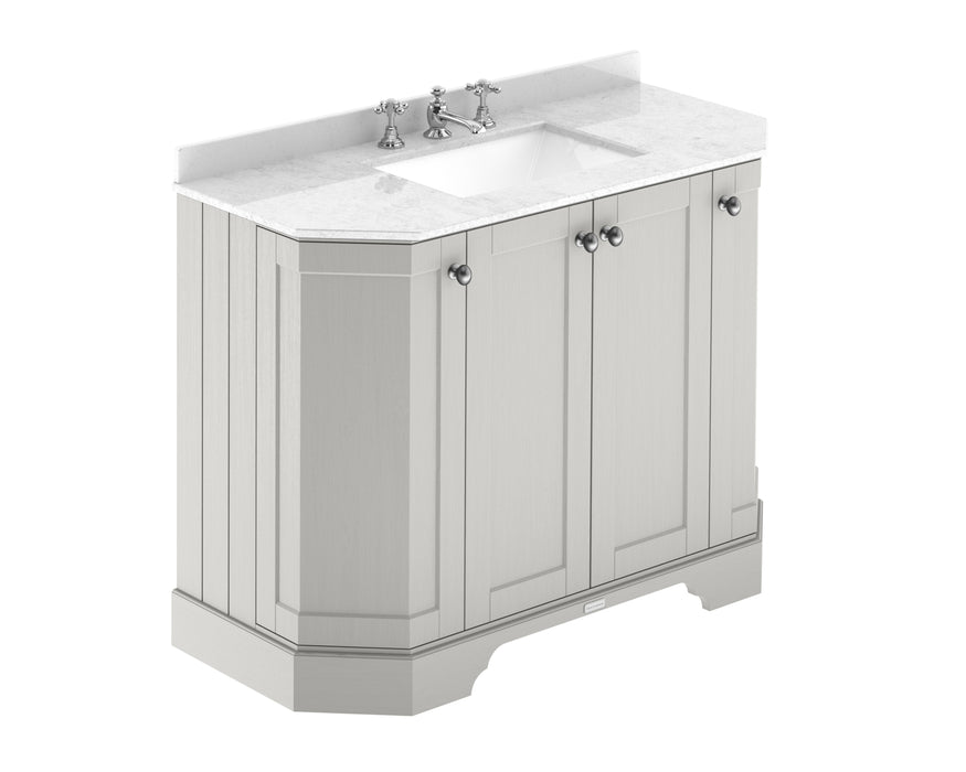 1000mm 4-Door Angled Unit & Marble Top 3TH Hudson Reed