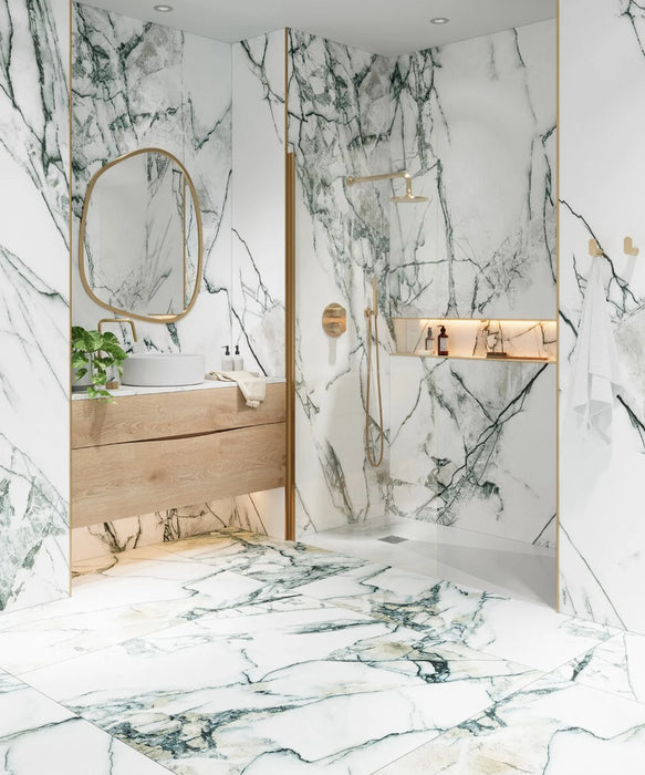 Grande Marble Effect Premiere White Porcelain Panel (100cm x 260cm)