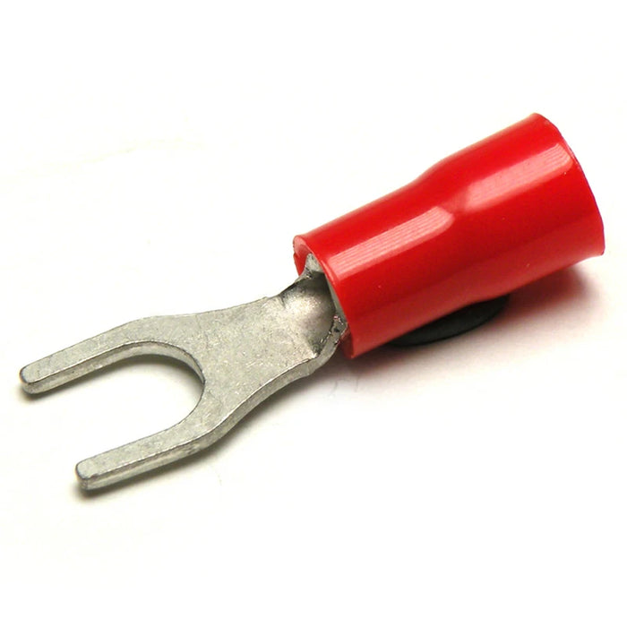 0.25-1.5mm² Pre-Insulated Fork Terminal M4 Stud Red
