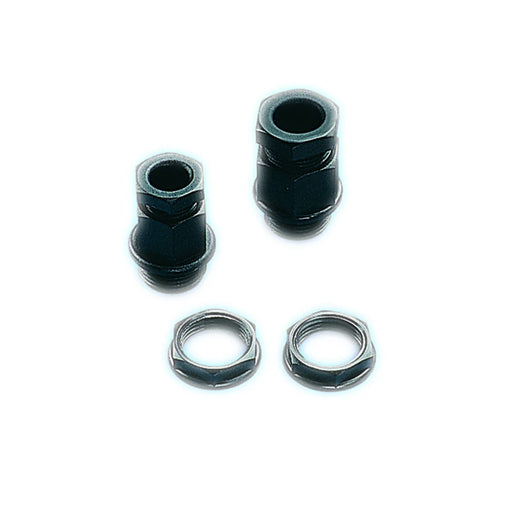 Hexagon Top Stuffing Gland 20mm IP54 Nylon Black for 4-7mm Dia Cables C/W Locknut [Pack=10]