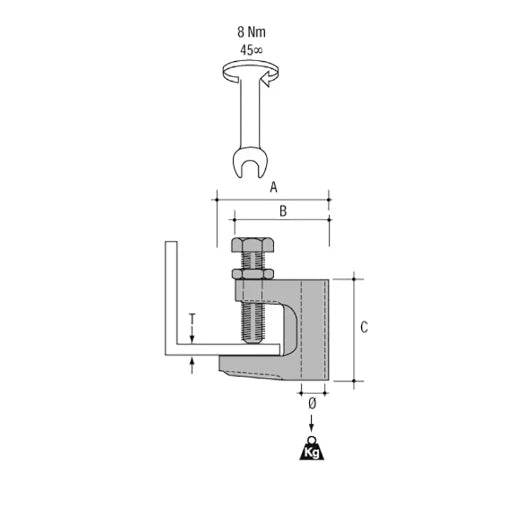 Beam Clamp 19 x 11mm For Threaded Rod [Pack=25]