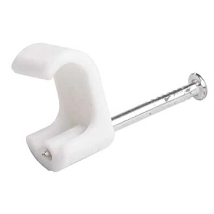 Cable Clip Nail In Flat White for 1.0/1.5mm Twin+Earth [Pack=100]