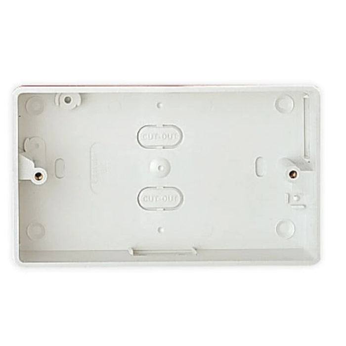 Box Switch+Socket 3 Entries 2 Gang 25mm White PVC-U Round Corners