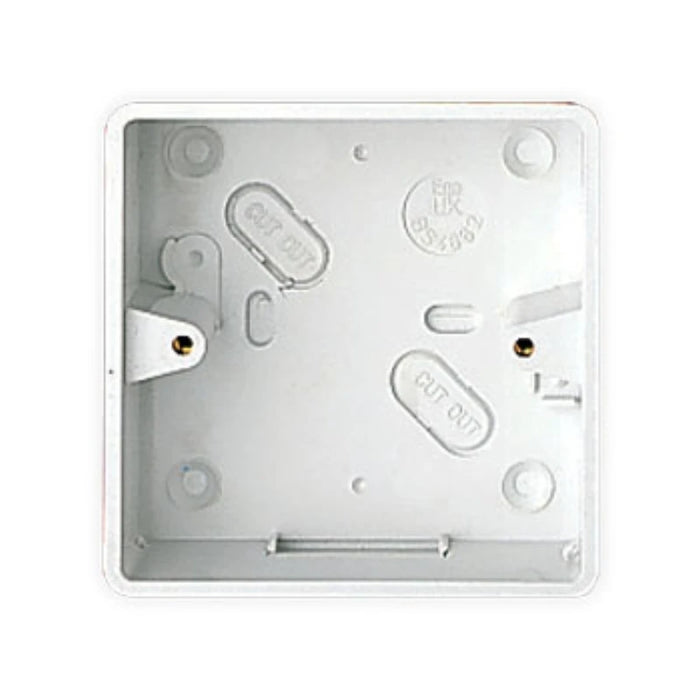 Box Switch+Socket Surface 1 Gang 25mm White PVC-U Round Corners