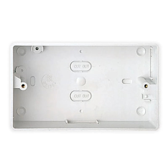 Box Switch+Socket Surface 2 Gang 25mm White PVC-U Round Corners