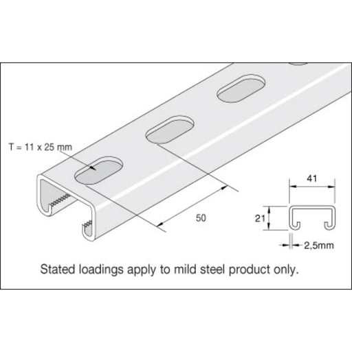 B Channel 21mm x 41mm Slotted Pre Galvanised Steel {6Mtr}
