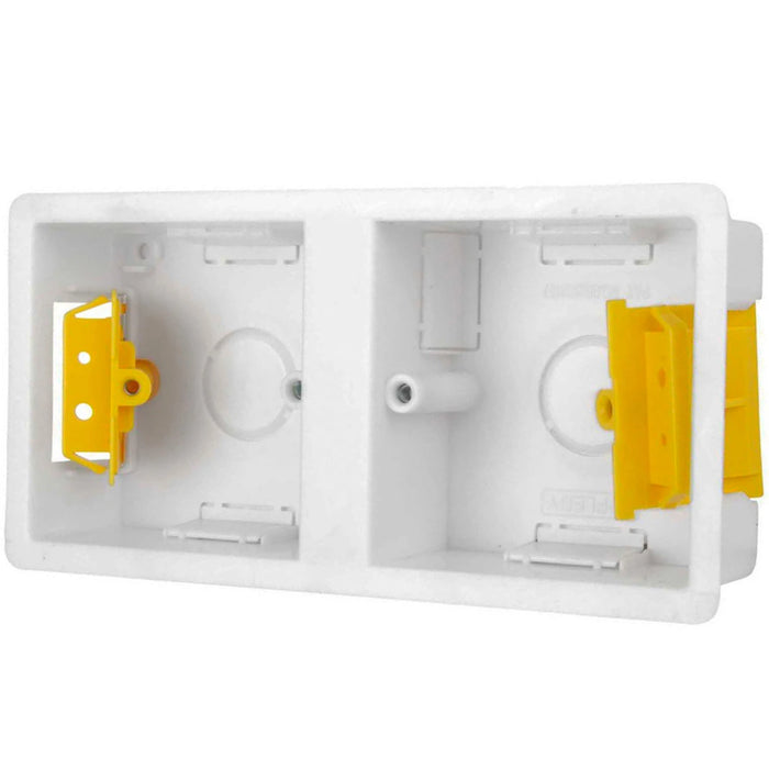 Dual Accessory (Single Gang x 2) Dry Lining Installation Box with Adjustable Lugs 35mm