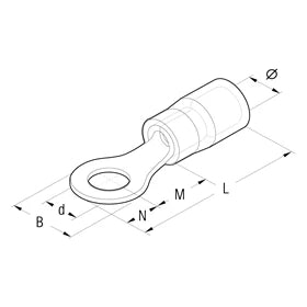 RF Series M4 PVC Insulated Ring Terminal Stud 0.25-1.5mm² Red