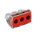 Push Wire Connector For Junction Boxes For Solid And Stranded Conductors Max. 6 Mm 3-Conductor Transparent Housing Red Cover Surrounding Air Temperature: Max 60°C 6,00 Mm Multicoloured