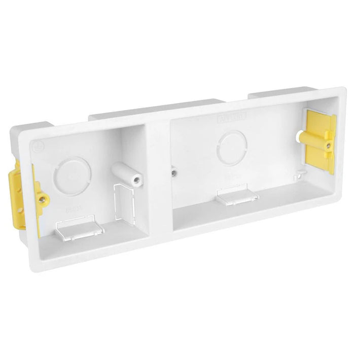 Dual Accessory (Single Gang + Double Gang) Dry Lining Installation Box with Adjustable Lugs 35mm