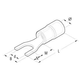 0.25mm²-1.5mm² fork terminal 3.7mm red [Pack of 100]