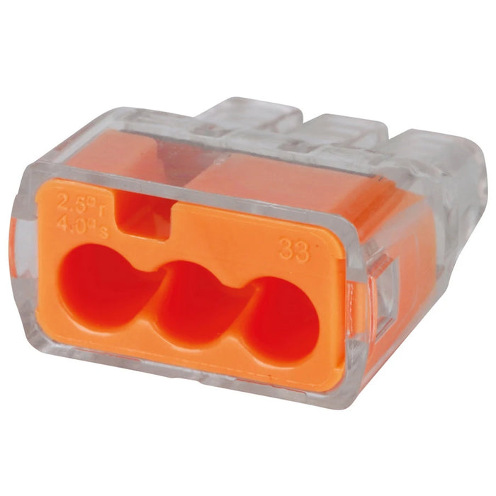 Connector In-Sure Push-In Wire 3 Port Orange [Pack=100]
