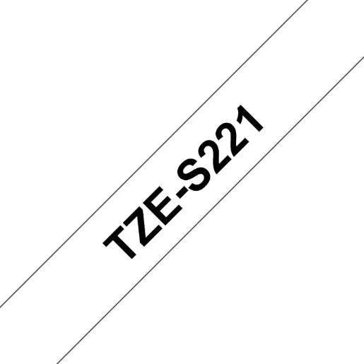 Brother Pro Tape Tze-S221 Strong Adhesive Tape Black On White 9Mm