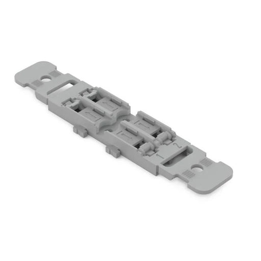 Mounting Carrier With Strain Relief 2-Way For Inline Splicing Connector With Lever For Screw Mounting Gray