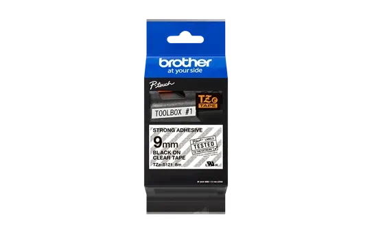 Brother Pro Tape Tze-S121 Strong Adhesive Tape Black On Clear 9Mm