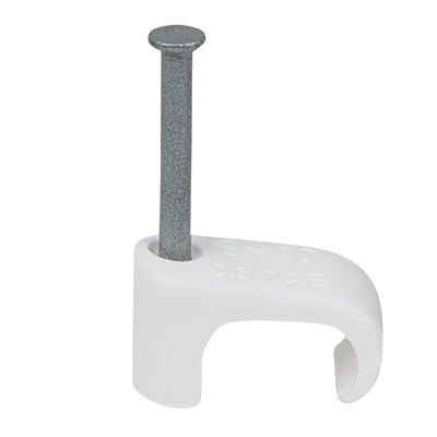 Cable Clip 6 x 10mm Flat Clips White