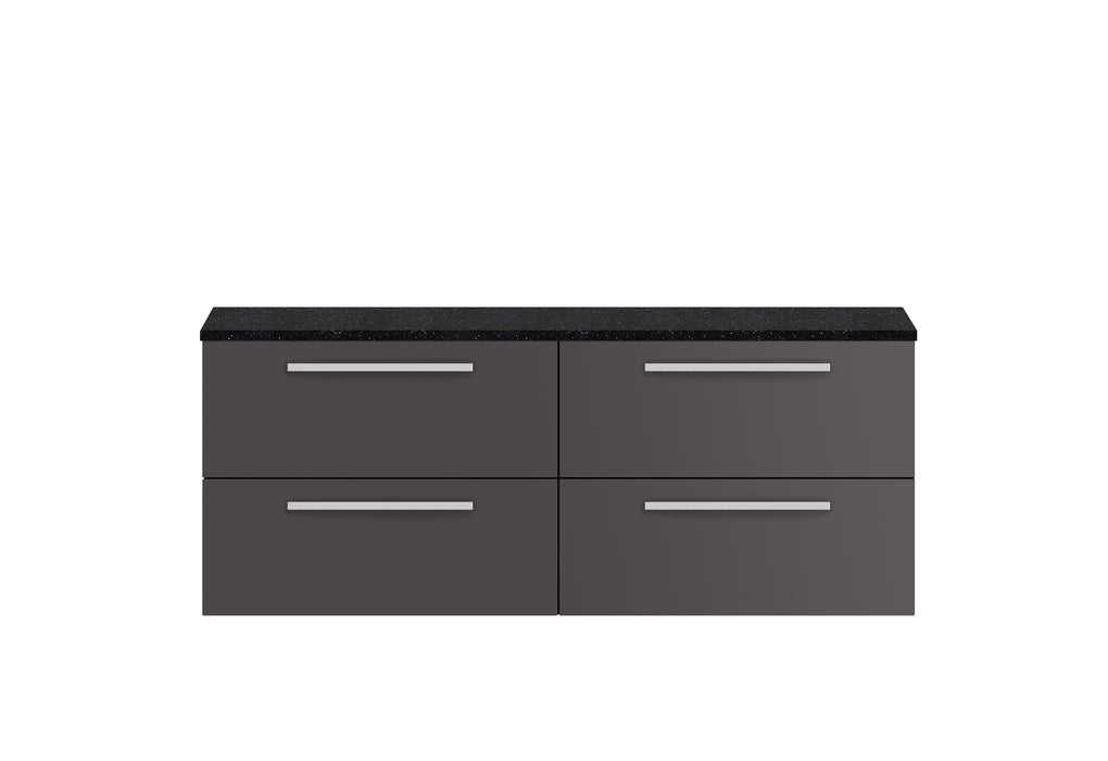 1440mm Double Cabinet & Sparkling Black Worktop Hudson Reed