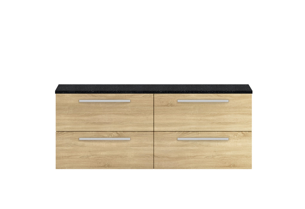 1440mm Double Cabinet & Sparkling Black Worktop Hudson Reed