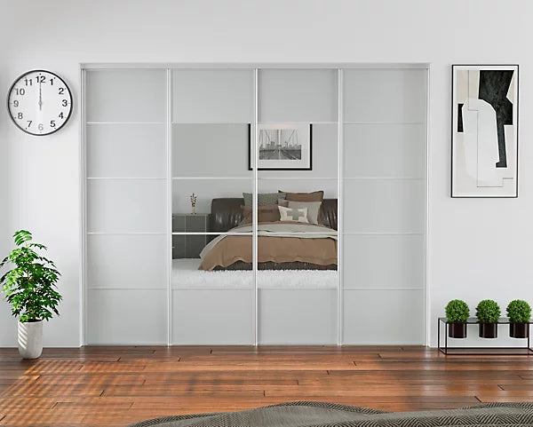 Fitted Wardrobe Door - Sliding - Mirrored Light Grey Satin