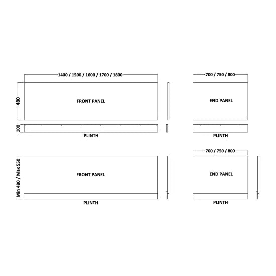 Straight Front Panel & Plinth 1600mm