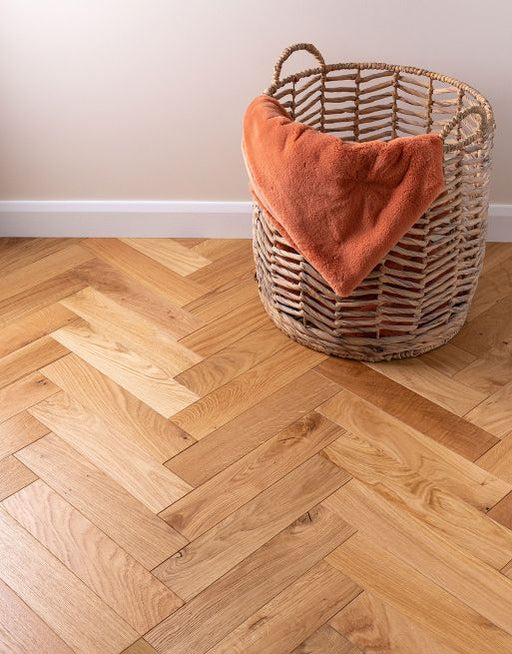 Engineered Wood Flooring - Natural Country Herringbone Oak - Brushed & Lacquered