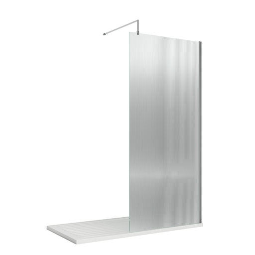 900mm Fluted Wetroom Screen with Support Bar Hudson Reed