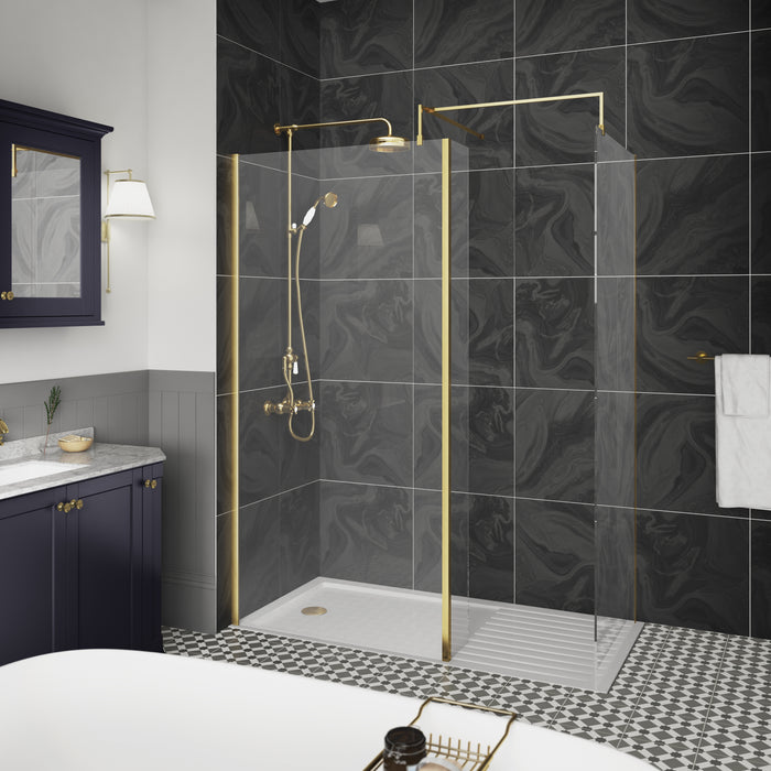 1100mm Wetroom Screen With Brass Support Bar Hudson Reed